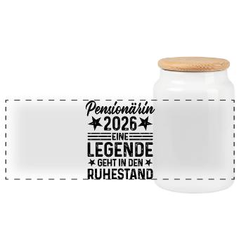 Pensioner 2026 Legend Retires - Panoramic Cookie Jar with Wooden Lid - white - Front