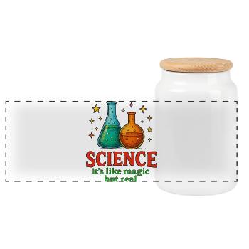 Science it's like magic but real - Panoramic Cookie Jar with Wooden Lid - white - Front