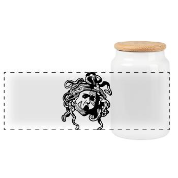 Tête de Méduse Caravage - Boîte à biscuits avec couvercle en bois - blanc - Devant