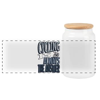 Cycling is always the answer - Panoramic Cookie Jar with Wooden Lid - white - Front