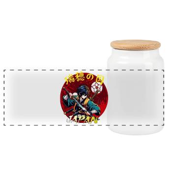 Samurai Kids - Panoramic Cookie Jar with Wooden Lid - white - Front