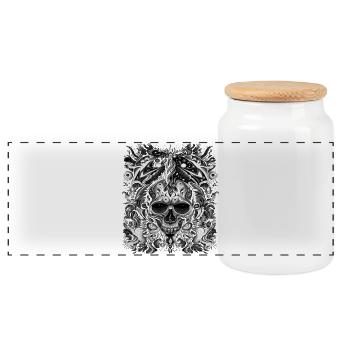 Crâne tribal sombre avec des éléments mystiques - Boîte à biscuits avec couvercle en bois - blanc - Devant