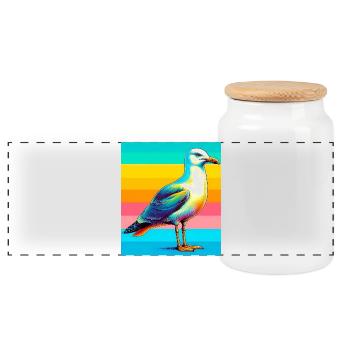 mouette - Boîte à biscuits avec couvercle en bois - blanc - Devant