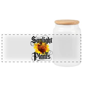 Sonnenlicht ist für Pflanzen - Panorama Keksdose mit Holzdeckel - Weiß - Vorne