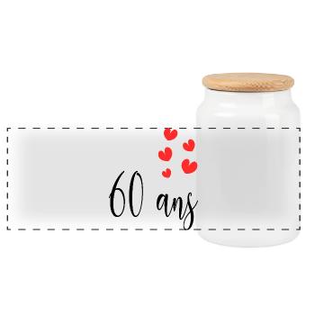 ANNIVERSARY. HAPPY BIRTHDAY. HAPPY BIRTHDAY. - Panoramic Cookie Jar with Wooden Lid - white - Front