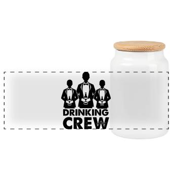drinking_crew_01 - Panorama Keksdose mit Holzdeckel - Weiß - Vorne