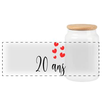 20. 20e ANNIVERSAIRE. ANNIVERSAIRE 20 ANS. 20 ANS. - Boîte à biscuits avec couvercle en bois - blanc - Devant