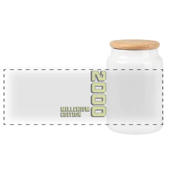 Millenium Edition, Cadeau d’anniversaire des années 2000 - Boîte à biscuits avec couvercle en bois - blanc - Devant