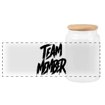 Team Member - Panoramic Cookie Jar with Wooden Lid - white - Front