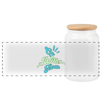 Inspirational Design with Fluid Flow - Panoramic Cookie Jar with Wooden Lid - white - Front