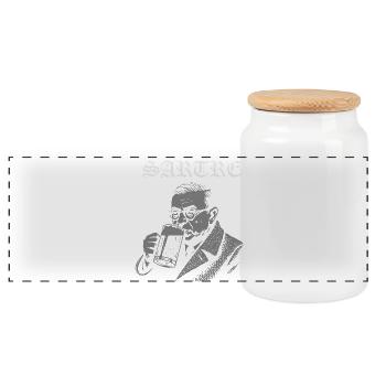 Illustration vintage de Sartre buvant de la bière - Boîte à biscuits avec couvercle en bois - blanc - Devant