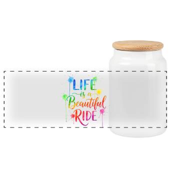 Das Leben ist eine schöne Fahrt Aquarell Design - Panorama Keksdose mit Holzdeckel - Weiß - Vorne