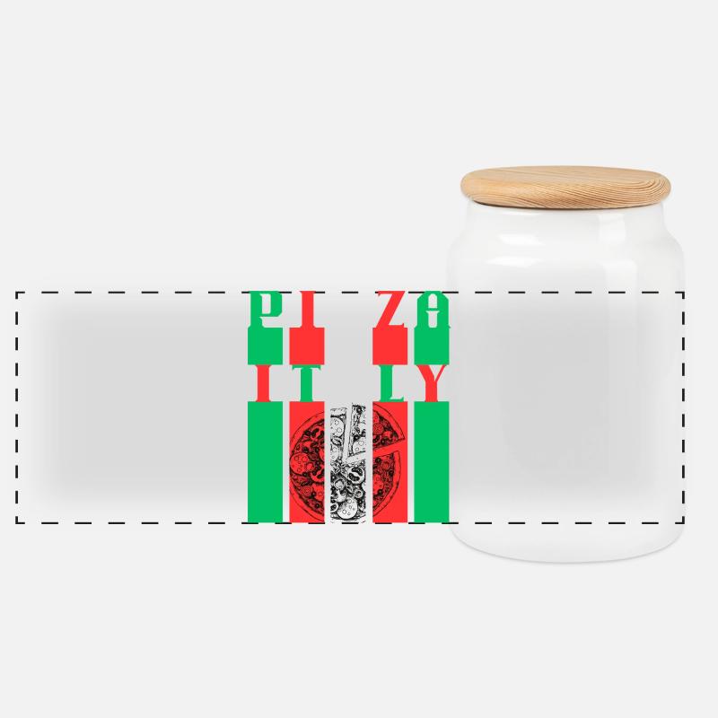 Pizza Italien Stil Illustration - Panorama Keksdose mit Holzdeckel - Weiß