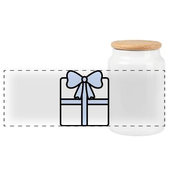 Elegante Geschenkbox mit Band - Panorama Keksdose mit Holzdeckel - Weiß - Vorne