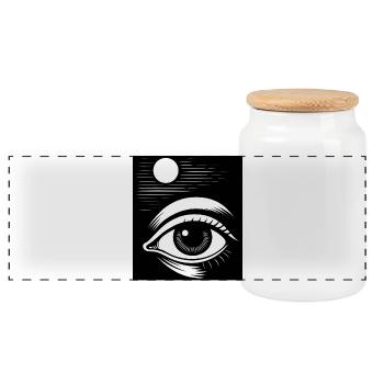 Auge Mond Nacht Kunst Illustration - Panorama Keksdose mit Holzdeckel - Weiß - Vorne