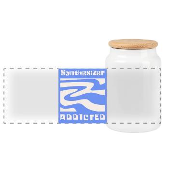 Synthesizer addicted Synth Modular - Panoramic Cookie Jar with Wooden Lid - white - Front