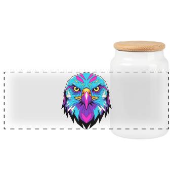 Geometrischer Adler im Neonstil - Panorama Keksdose mit Holzdeckel - Weiß - Vorne