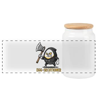 Egg-xecution Time - Panoramic Cookie Jar with Wooden Lid - white - Front