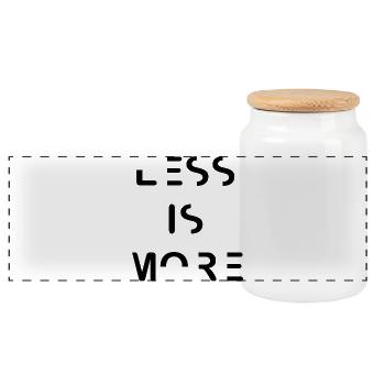 Less is More – Minimalistisches Typografie Design - Panorama Keksdose mit Holzdeckel - Weiß - Vorne