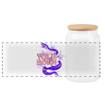 Wild Born Snake Illustration - Panoramic Cookie Jar with Wooden Lid - white - Front
