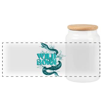 Wild Born Snake Botanisches Design - Panorama Keksdose mit Holzdeckel - Weiß - Vorne