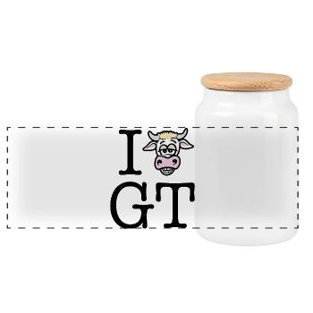 I love Gütersloh, Vox-Rindvieh-Style - Panoramic Cookie Jar with Wooden Lid - white - Front