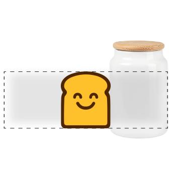 Cute Toast - Panoramic Cookie Jar with Wooden Lid - white - Front