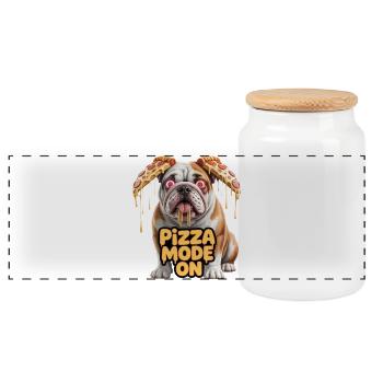 Pizza Bulldog: Pizza-Modus an - Panorama Keksdose mit Holzdeckel - Weiß - Vorne