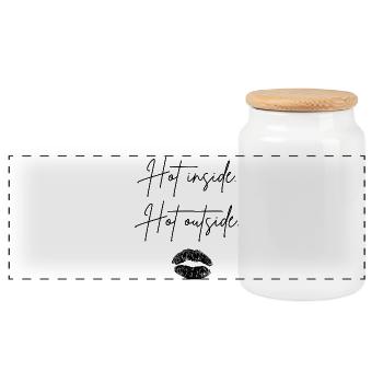 hot inside hot outside - Panoramic Cookie Jar with Wooden Lid - white - Front
