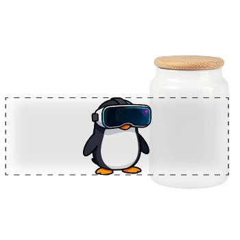Nerdy Penguin VR Gaming PC Gamer Design - Boîte à biscuits avec couvercle en bois - blanc - Devant