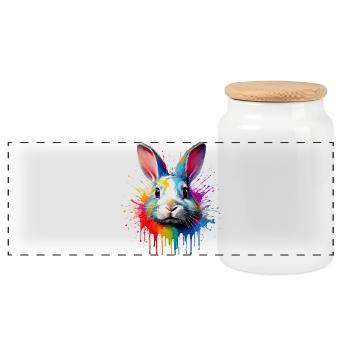 Voile de couleur lapin - Boîte à biscuits avec couvercle en bois - blanc - Devant