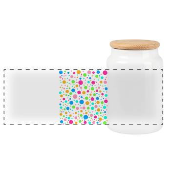 Spotty Rainbow Dots Tee - Panoramic Cookie Jar with Wooden Lid - white - Front