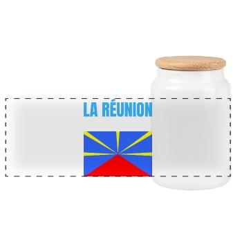 T-shirt drapeau La Réunion volcan - Boîte à biscuits avec couvercle en bois - blanc - Devant