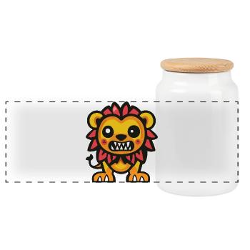 Lion Halloween Comic Funny - Panoramic Cookie Jar with Wooden Lid - white - Front