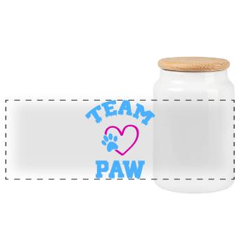 Team Pfoten Herz Logo - Panorama Keksdose mit Holzdeckel - Weiß - Vorne