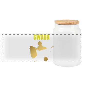 GWADA Golden Map West Indies T-shirt - Panoramic Cookie Jar with Wooden Lid - white - Front