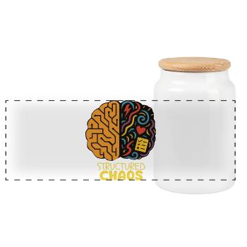 Structured Chaos - AuDHD - Panoramic Cookie Jar with Wooden Lid - white - Front