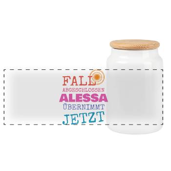 Alessa comme prénom - Boîte à biscuits avec couvercle en bois - blanc - Devant