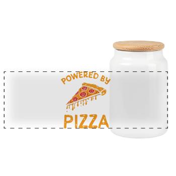 Propulsé par Pizza Funny Food T-shirt - Boîte à biscuits avec couvercle en bois - blanc - Devant