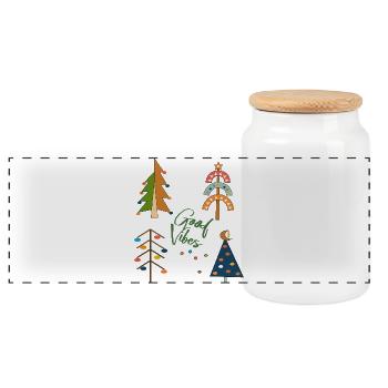 Weihnachten - Panorama Keksdose mit Holzdeckel - Weiß - Vorne