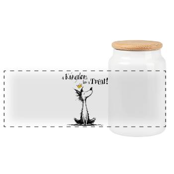 Dog with Crown – A Kingdom for a Treat! - Panoramic Cookie Jar with Wooden Lid - white - Front