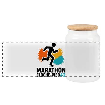 Marathon am Fuße des Rennens! 42 km Abenteuer! - Panorama Keksdose mit Holzdeckel - Weiß - Vorne