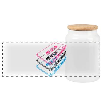 Cassette 3D – Mixtape rétro Perspective vintage - Boîte à biscuits avec couvercle en bois - blanc - Devant