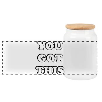 You Got This Bold Typography - Panoramic Cookie Jar with Wooden Lid - white - Front