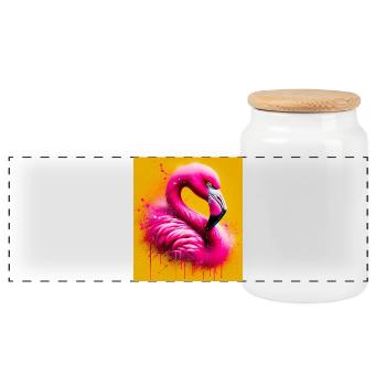 Flamant - Boîte à biscuits avec couvercle en bois - blanc - Devant
