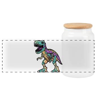 Dinosaure T-Rex Halloween Drôle - Boîte à biscuits avec couvercle en bois - blanc - Devant