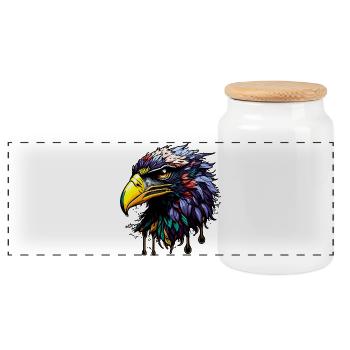 Aigle coloré à plumes éclatantes - Boîte à biscuits avec couvercle en bois - blanc - Devant