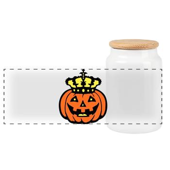 Halloween Kürbiskönig Krone König Kürbis Herrscher - Panorama Keksdose mit Holzdeckel - Weiß - Vorne