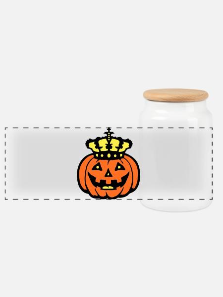 Halloween Kürbiskönig Krone König Kürbis Herrscher - Panorama Keksdose mit Holzdeckel - Weiß