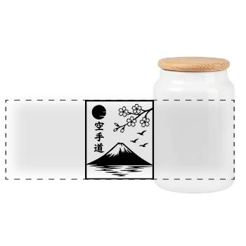 Katate Landscape - Panoramic Cookie Jar with Wooden Lid - white - Front